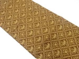 斜め格子に鳳凰模様織り出し　名古屋帯